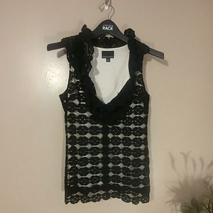 Cynthia Rowley Black Lace sleeveless top sz M